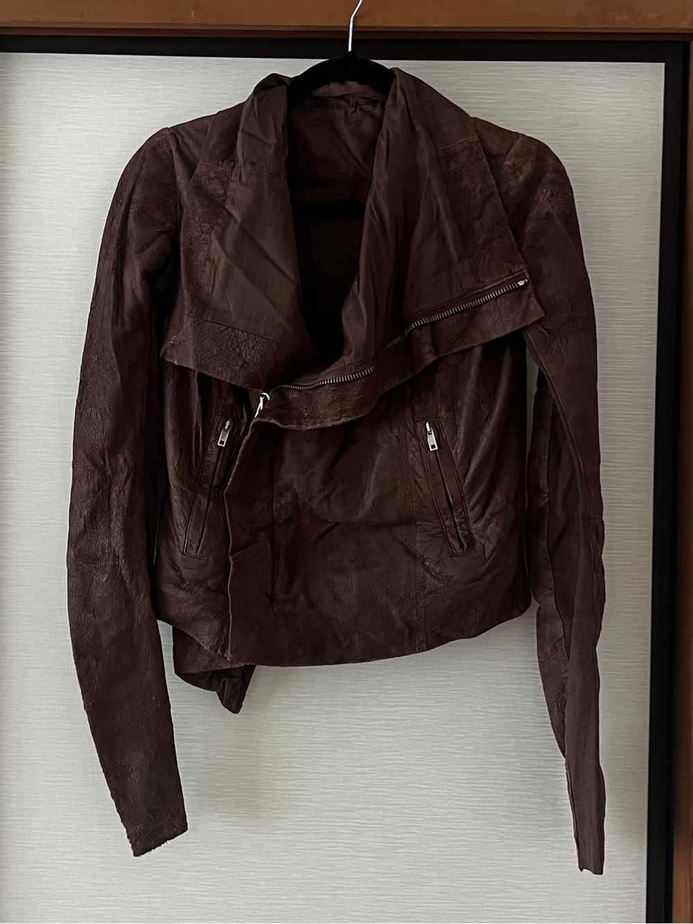 Rick Owens Brown Leather Moto Jacket